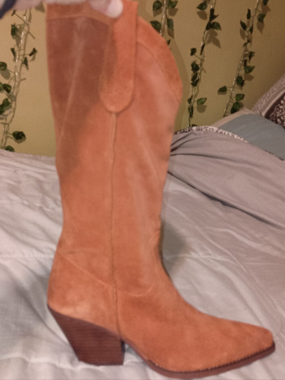 NWB Sam Edelman JAMIE in Rust Suede Women's Western Suede Cowboy Boots Size 9.5M